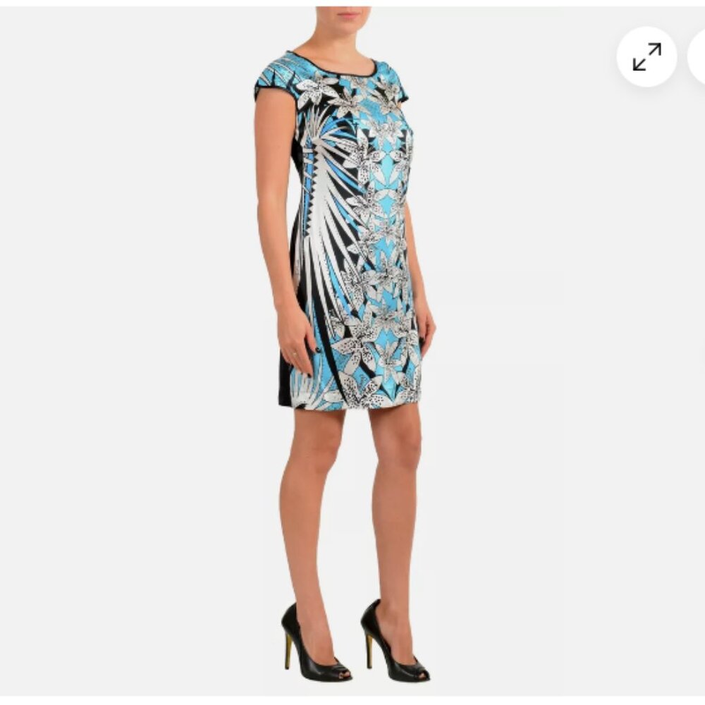 Just Cavalli Women's Multi-Color Floral Print 100% Silk Shift Dress US S…